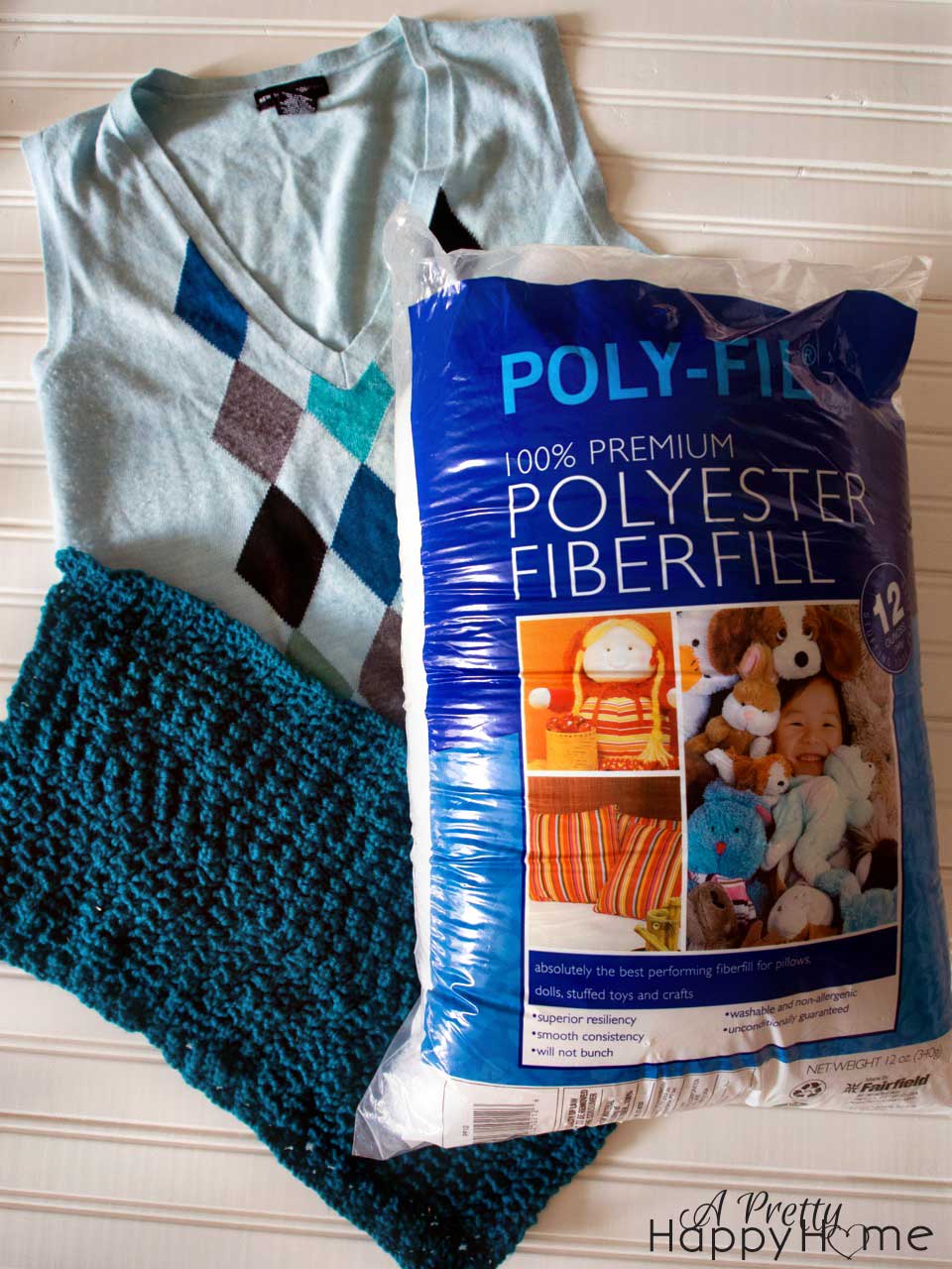 A Sweater Vest + Knitting Practice = Pillow pillow11