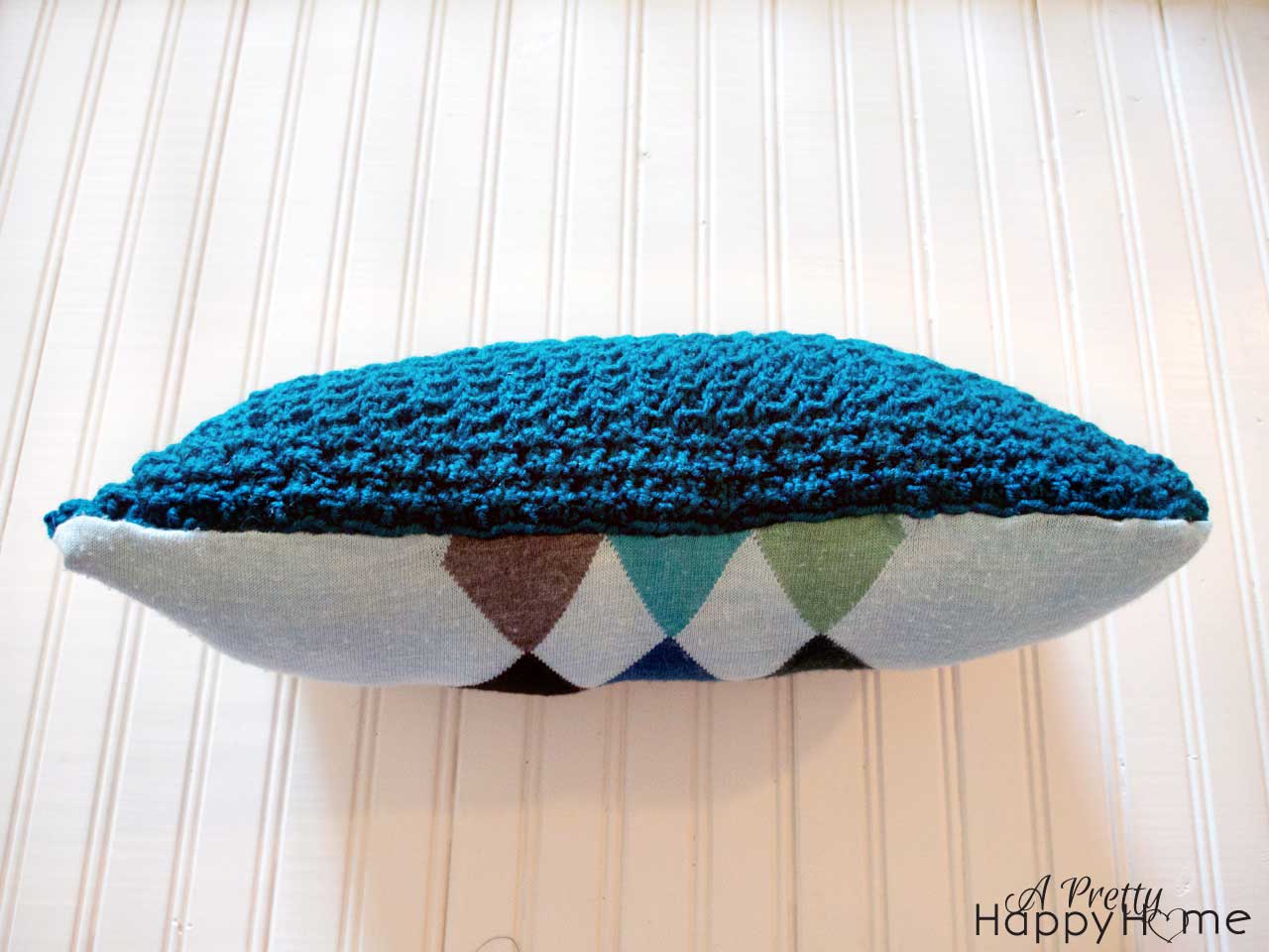 A Sweater Vest + Knitting Practice = Pillow pillow6