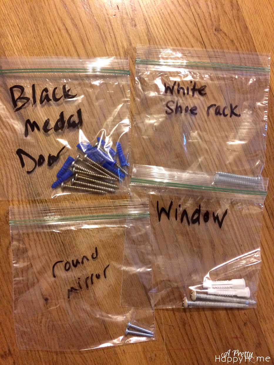 separate screws for hanging items in baggies parts-box-3