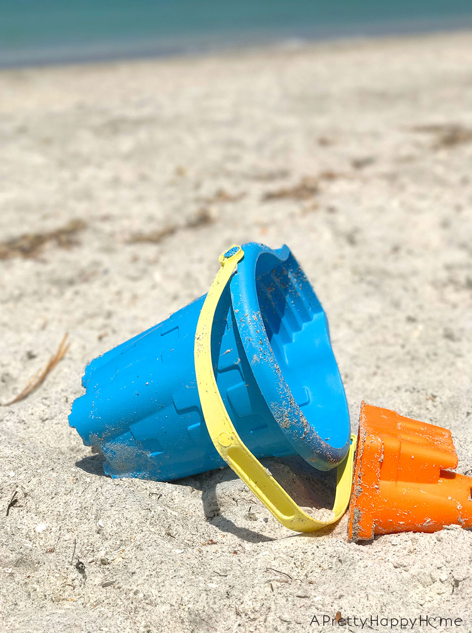 buckets on beach