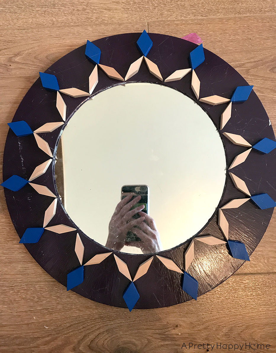 building block pattern on mirror frame