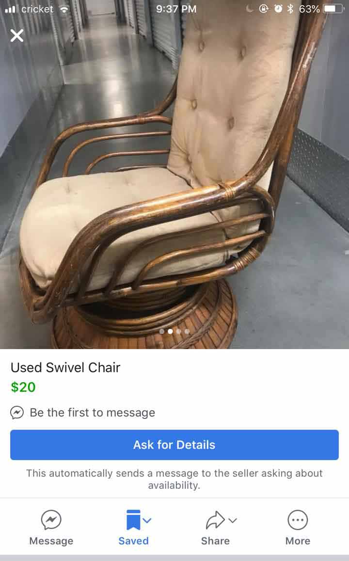 fresh take on a rattan swivel chair