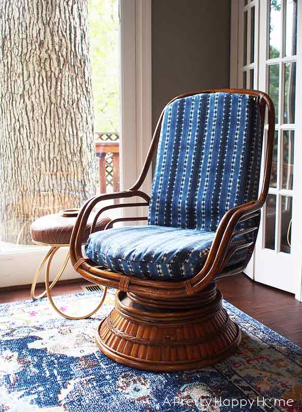 fresh take on a rattan swivel chair