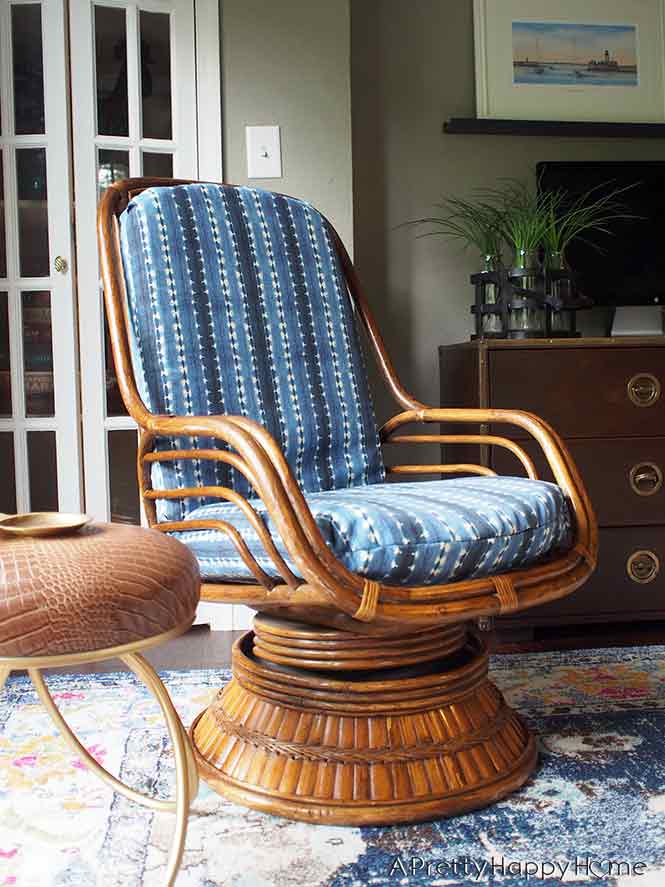 fresh take on a rattan swivel chair