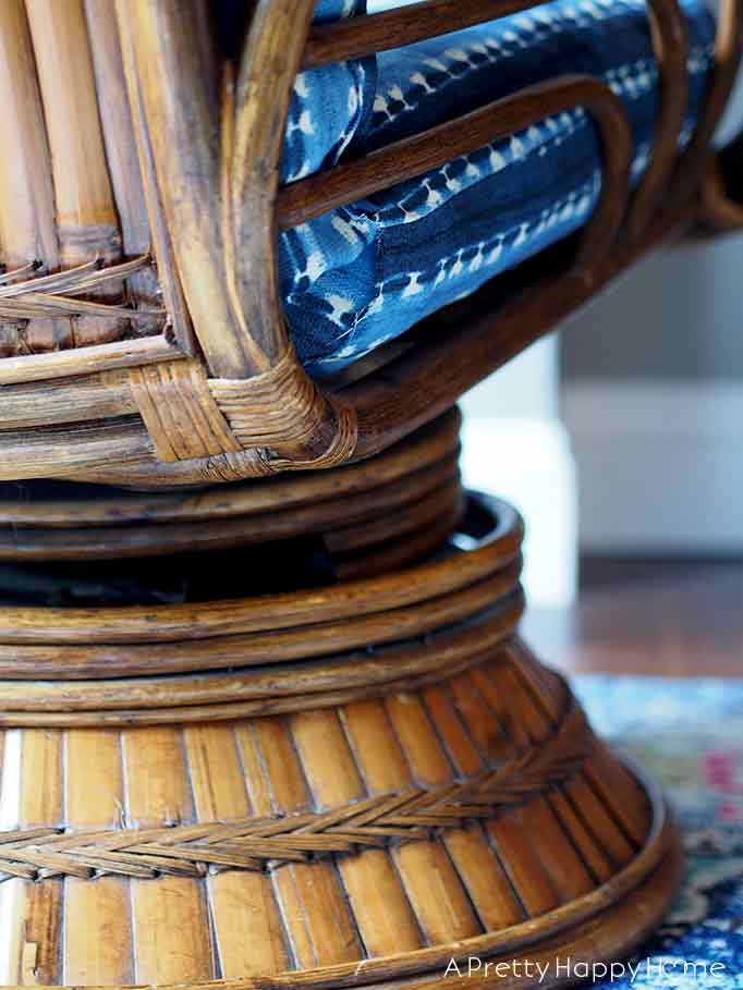 fresh take on a rattan swivel chair