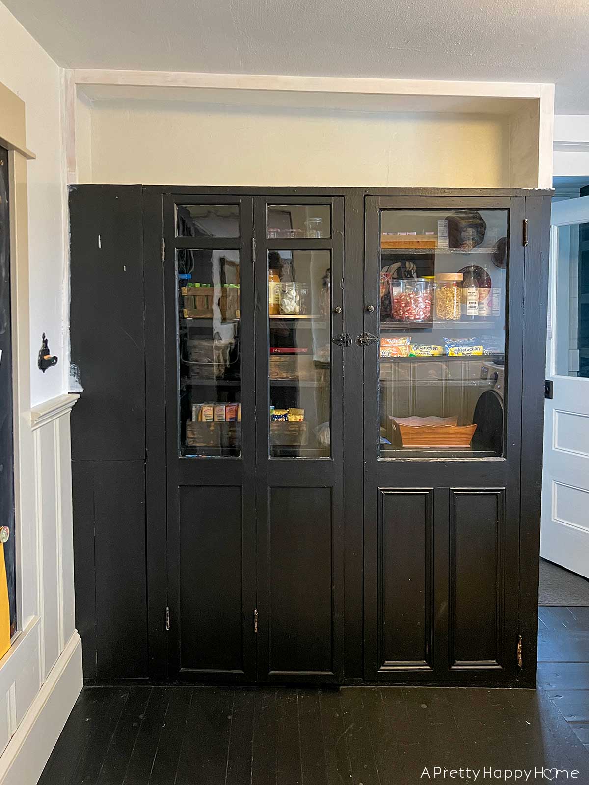 built in black pantry cabinet in a colonial farmhouse gross to gorgeous pantry cabinet transformation vintage pantry cabinet