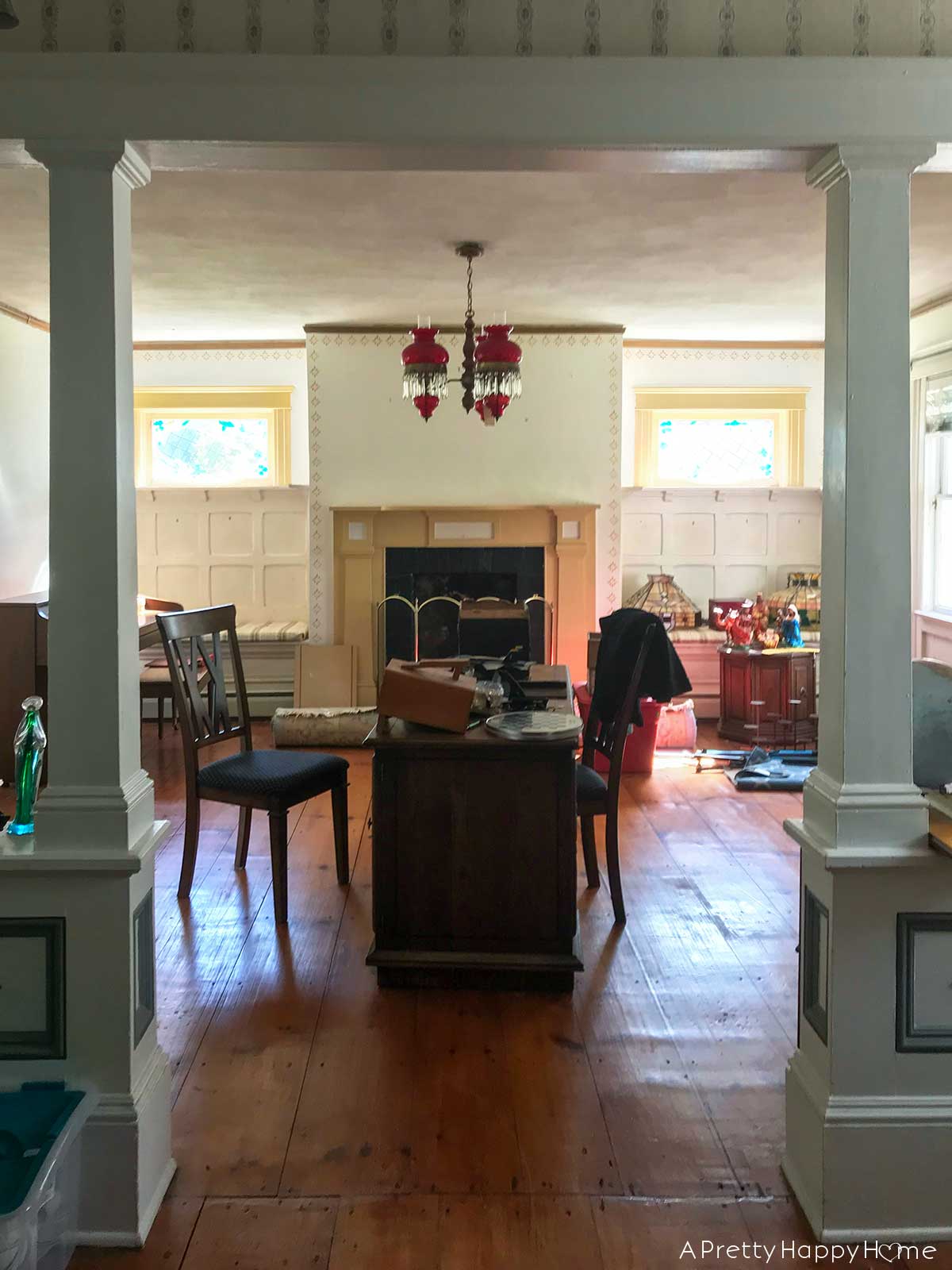 Colonial Farmhouse 5 Year Anniversary before photo of living room