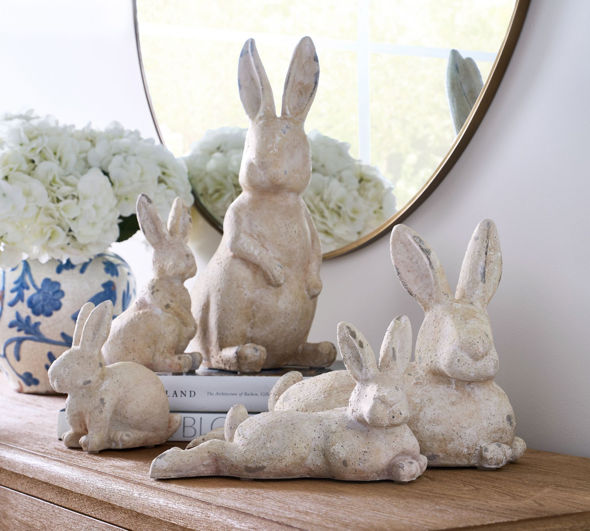 handcrafted terracotta bunny sculptures pottery barn