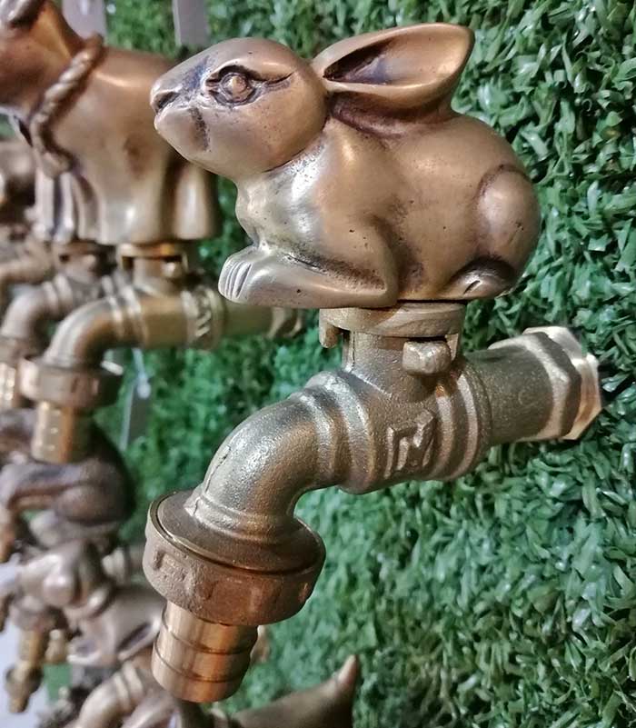 brass rabbit spigot handle from etsy shop wiratshop fun gardening finds