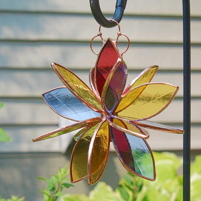 stained glass hanging flower sun catcher from etsy shop bello glass fun gardening finds