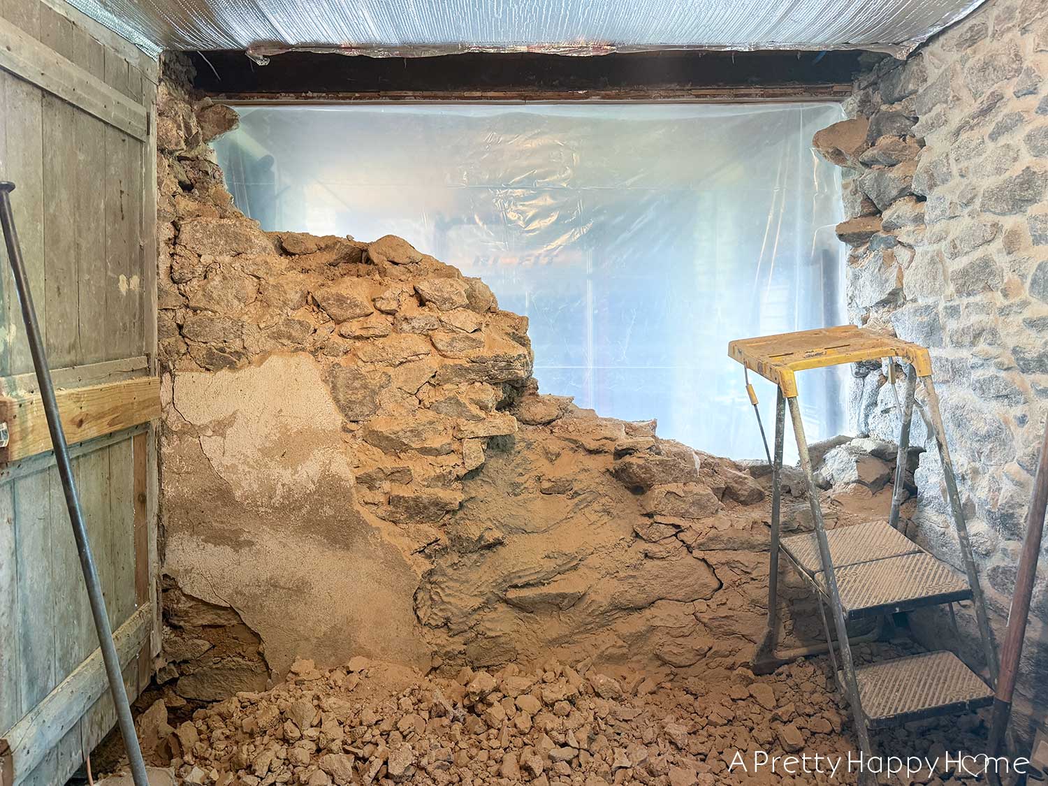 removing an 18 inch stone wall in a 250 year old building the wall was not load bearing