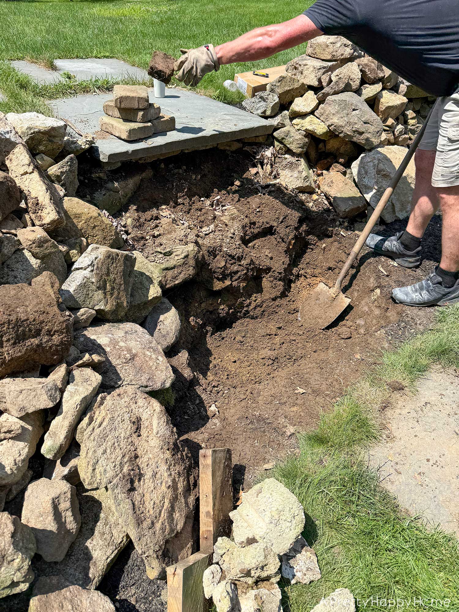 diy stone steps building fieldstone steps digging out area for fieldstone steps to go