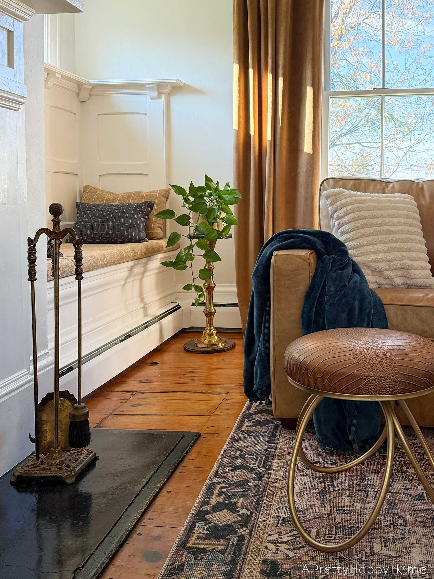 DIY Upcycled Wood and Brass Plant Stand from a lamp base