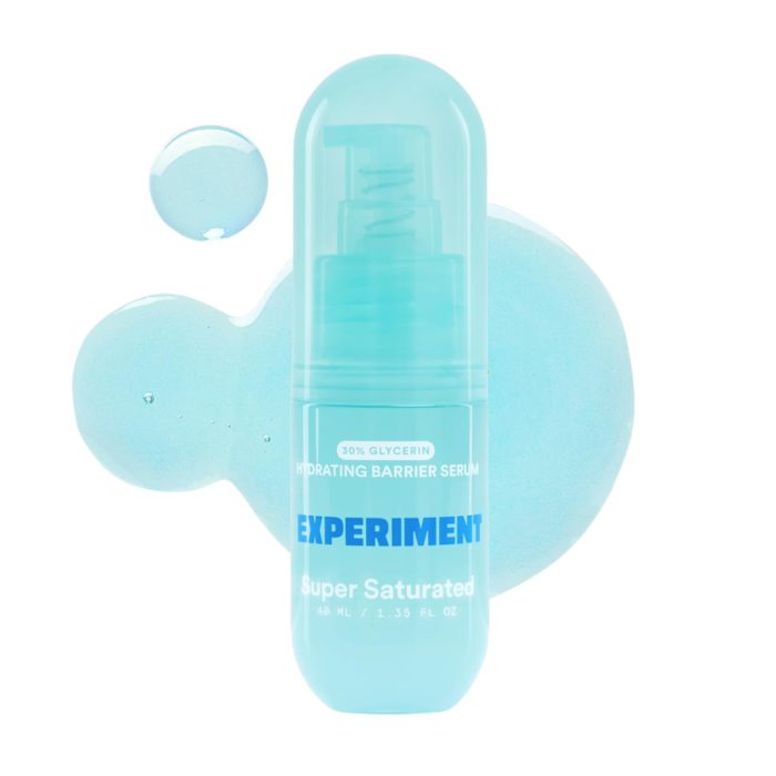 product shot of blue rounded tub of Experiment Super Saturated Hydrating Serum